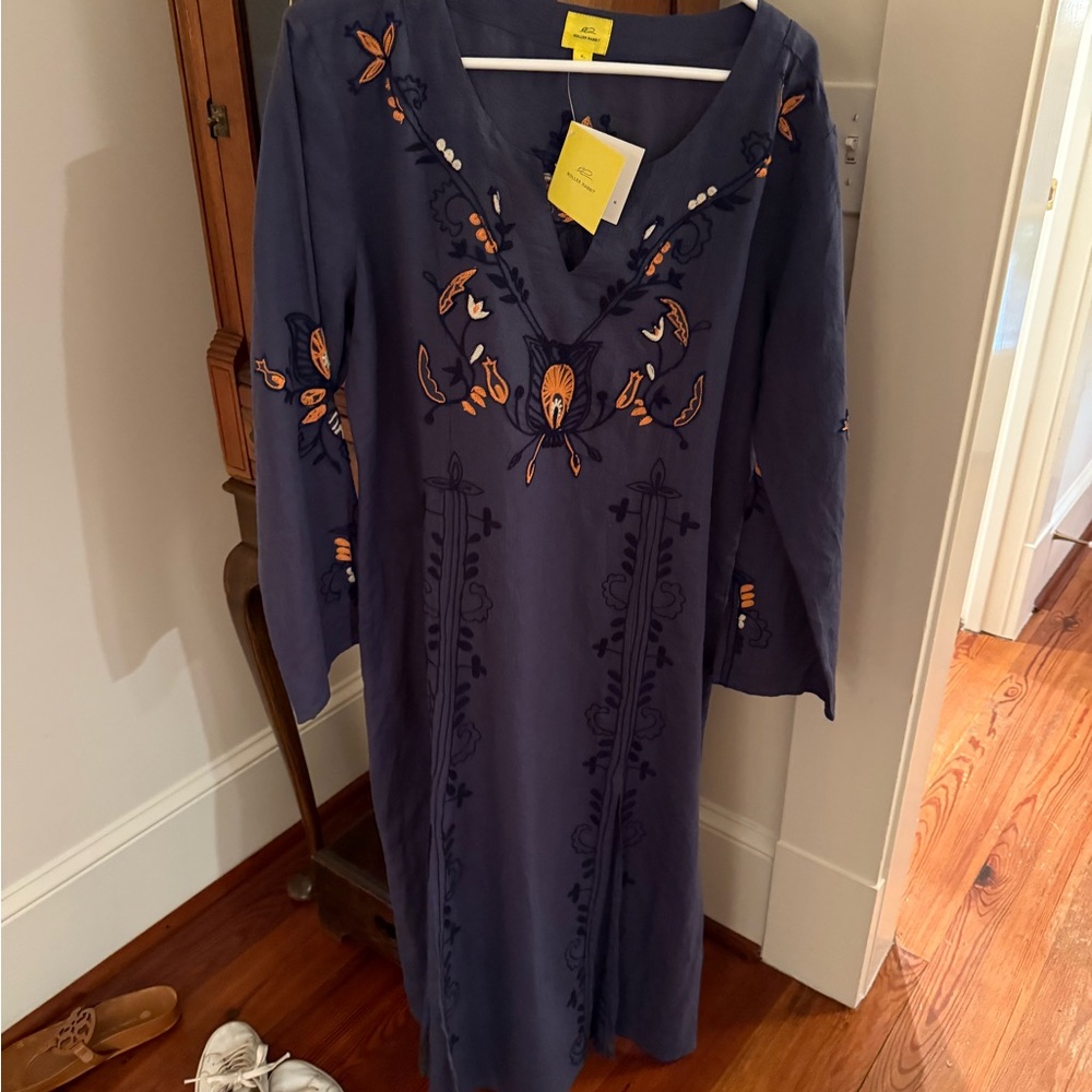 Embroidered Navy Blue Dress